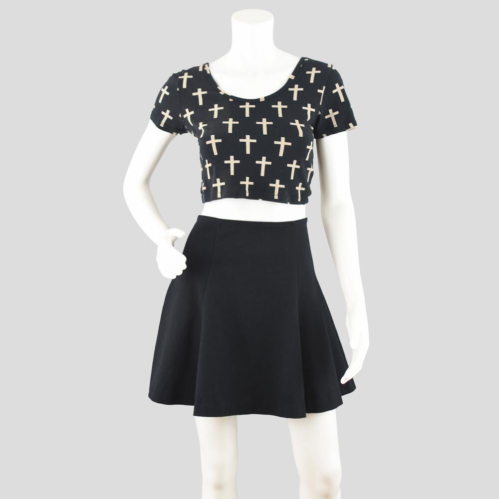 Gap Black A Line Mini Skirt Pleated Women's Small
